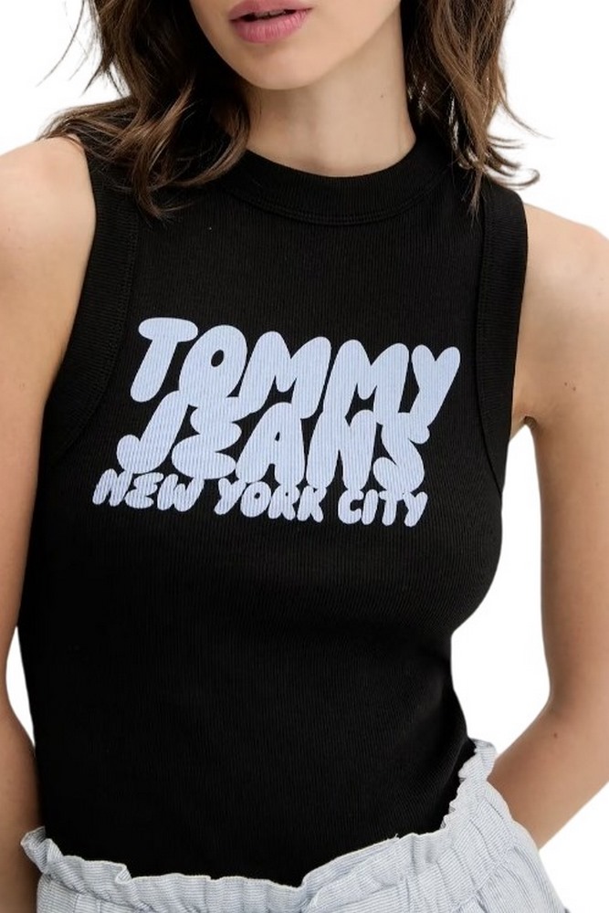TOMMY JEANS SLIM SH TJ BUBBLE TANK ΤΟΠ ΓΥΝΑΙΚΕΙΟ BLACK