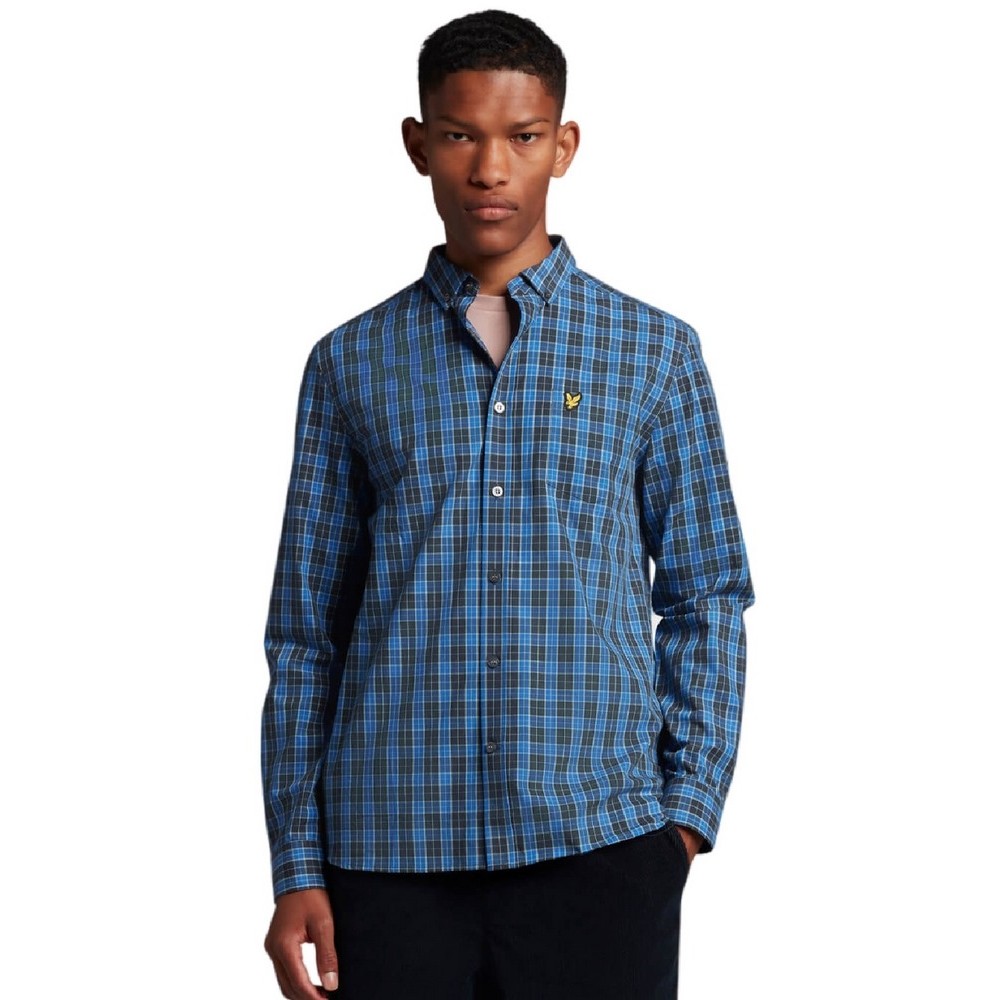 LYLE AND SCOTT MAINRANGE CHECKED POPLIN SHIRT ΠΟΥΚΑΜΙΣΟ ΑΝΔΡΙΚΟ BLUE