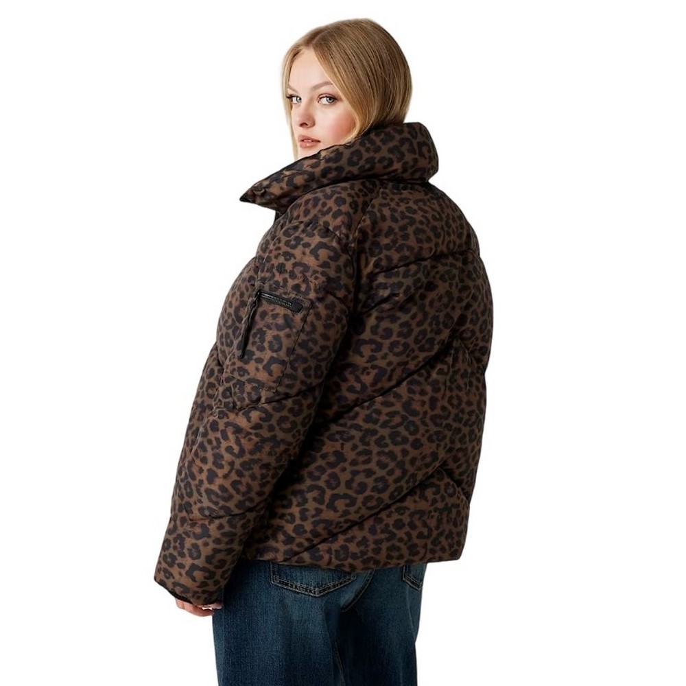 GUESS MARTINA PRINT CROP PUFFA ΜΠΟΥΦΑΝ ΓΥΝΑΙΚΕΙΟ ANIMAL PRINT