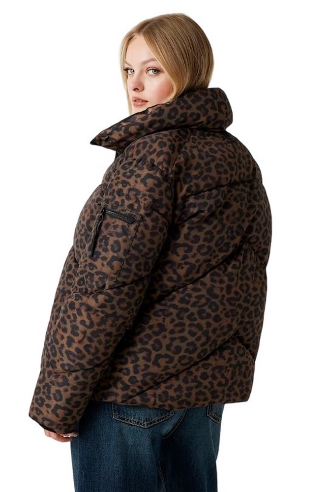 GUESS MARTINA PRINT CROP PUFFA ΜΠΟΥΦΑΝ ΓΥΝΑΙΚΕΙΟ ANIMAL PRINT