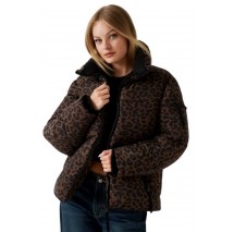 GUESS MARTINA PRINT CROP PUFFA ΜΠΟΥΦΑΝ ΓΥΝΑΙΚΕΙΟ ANIMAL PRINT