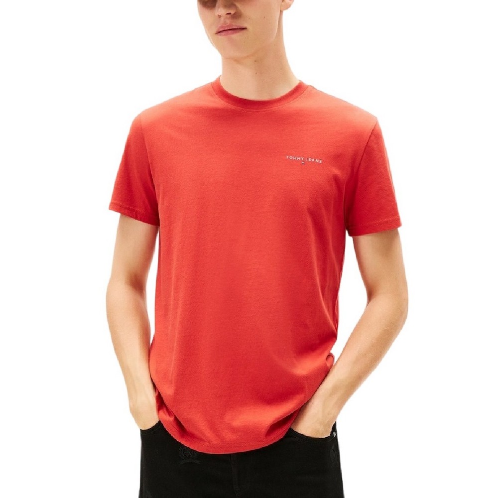 TOMMY JEANS SLIM LINEAR CHEST TEE T-SHIRT ΜΠΛΟΥΖΑ ΑΝΔΡΙΚΗ RED