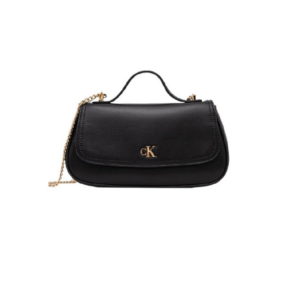 CALVIN KLEIN TOP HANDLE WITH CHAIN BAG ΤΣΑΝΤΑ ΓΥΝΑΙΚΕΙΑ BLACK