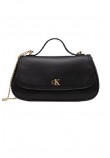 CALVIN KLEIN TOP HANDLE WITH CHAIN BAG ΤΣΑΝΤΑ ΓΥΝΑΙΚΕΙΑ BLACK