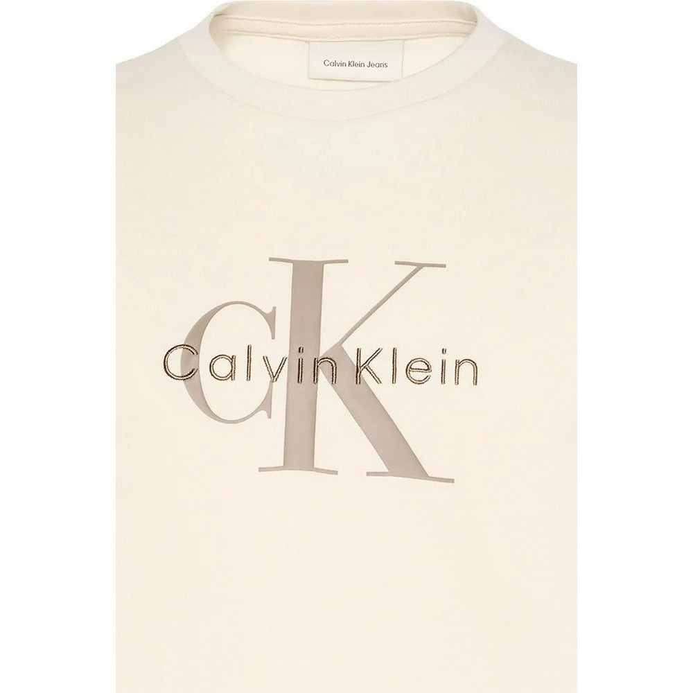 CALVIN KLEIN JEANS HERO MONOLOGO TEE T-SHIRT ΜΠΛΟΥΖΑ ΑΝΔΡΙΚΗ BEIGE