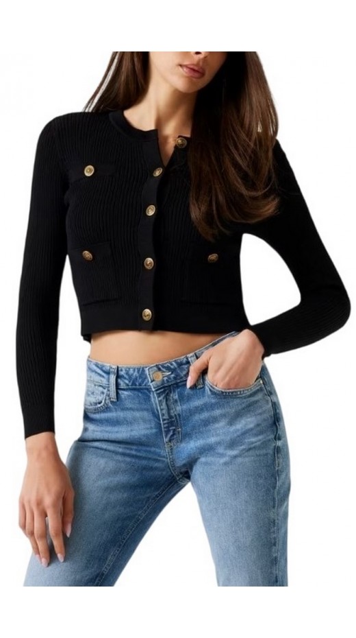 GUESS LS CN EMMIE CARDI SWTR ΖΑΚΕΤΑ ΓΥΝΑΙΚΕΙΑ BLACK