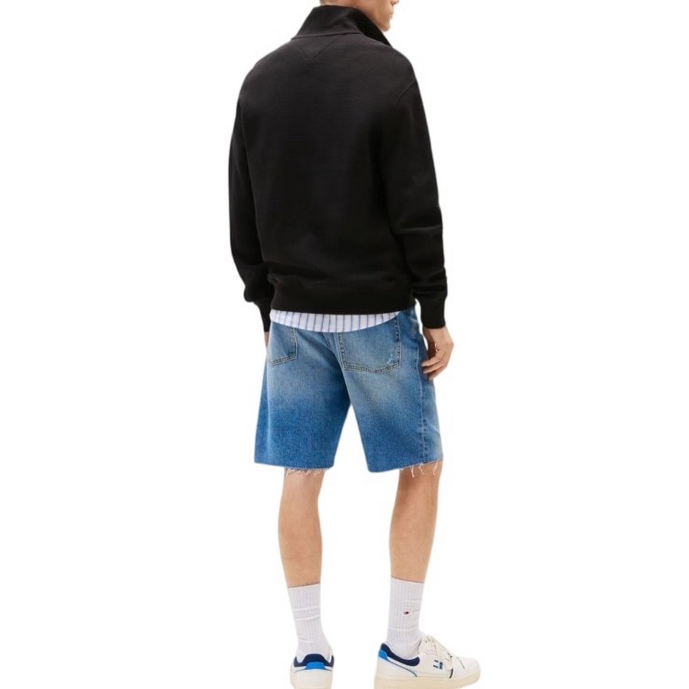 TOMMY JEANS RLX WAFFLE SCRIPT QRTR ZIP ΜΠΛΟΥΖΑ ΑΝΔΡΙΚΗ BLACK