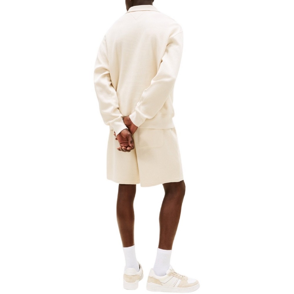 TOMMY JEANS RLX WAFFLE SCRIPT QRTR ZIP ΜΠΛΟΥΖΑ ΑΝΔΡΙΚΗ ECRU
