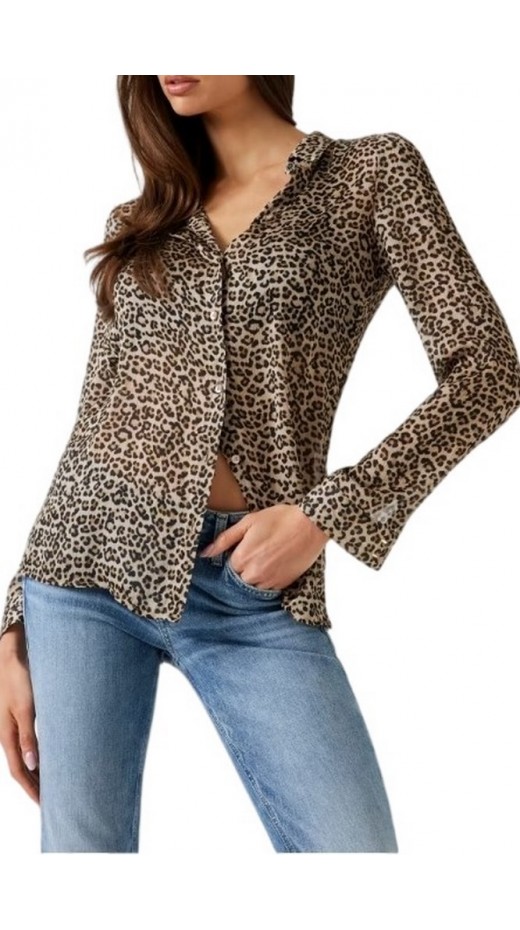 GUESS LS CLOUIS SHIRT ΠΟΥΚΑΜΙΣΟ ΓΥΝΑΙΚΕΙΟ ANIMAL PRINT
