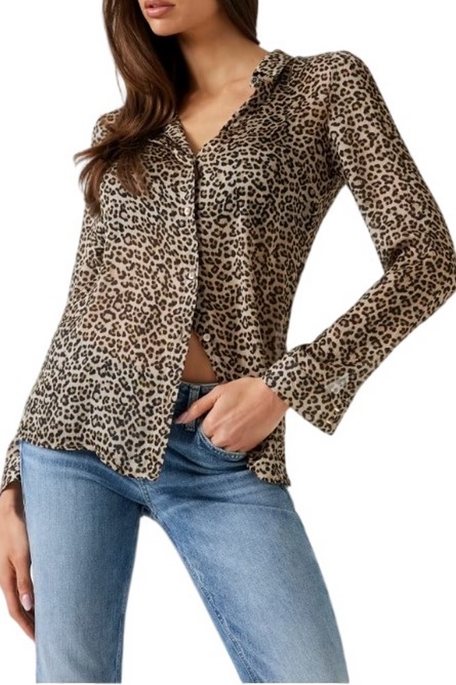 GUESS LS CLOUIS SHIRT ΠΟΥΚΑΜΙΣΟ ΓΥΝΑΙΚΕΙΟ ANIMAL PRINT