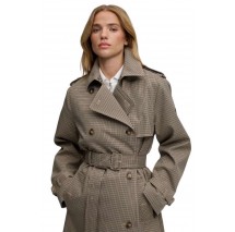 SUPERDRY MICRO CHECK TRENCH COAT ΚΑΜΠΑΡΝΤΙΝΑ ΓΥΝΑΙΚΕΙΑ BROWN
