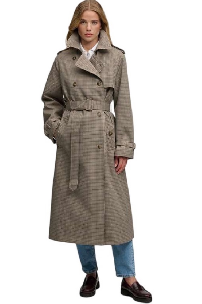 SUPERDRY MICRO CHECK TRENCH COAT ΚΑΜΠΑΡΝΤΙΝΑ ΓΥΝΑΙΚΕΙΑ BROWN