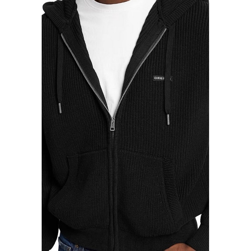 GUESS JEANS  LS ZIPPED HOODIE SWTR ΖΑΚΕΤΑ ΠΛΕΚΤΗ ΑΝΔΡΙΚΗ BLACK