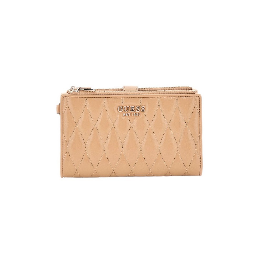 GUESS VALLA SLG DBL ZIP ORGANIZER ΠΟΡΤΟΦΟΛΙ ΓΥΝΑΙΚΕΙΟ BEIGE
