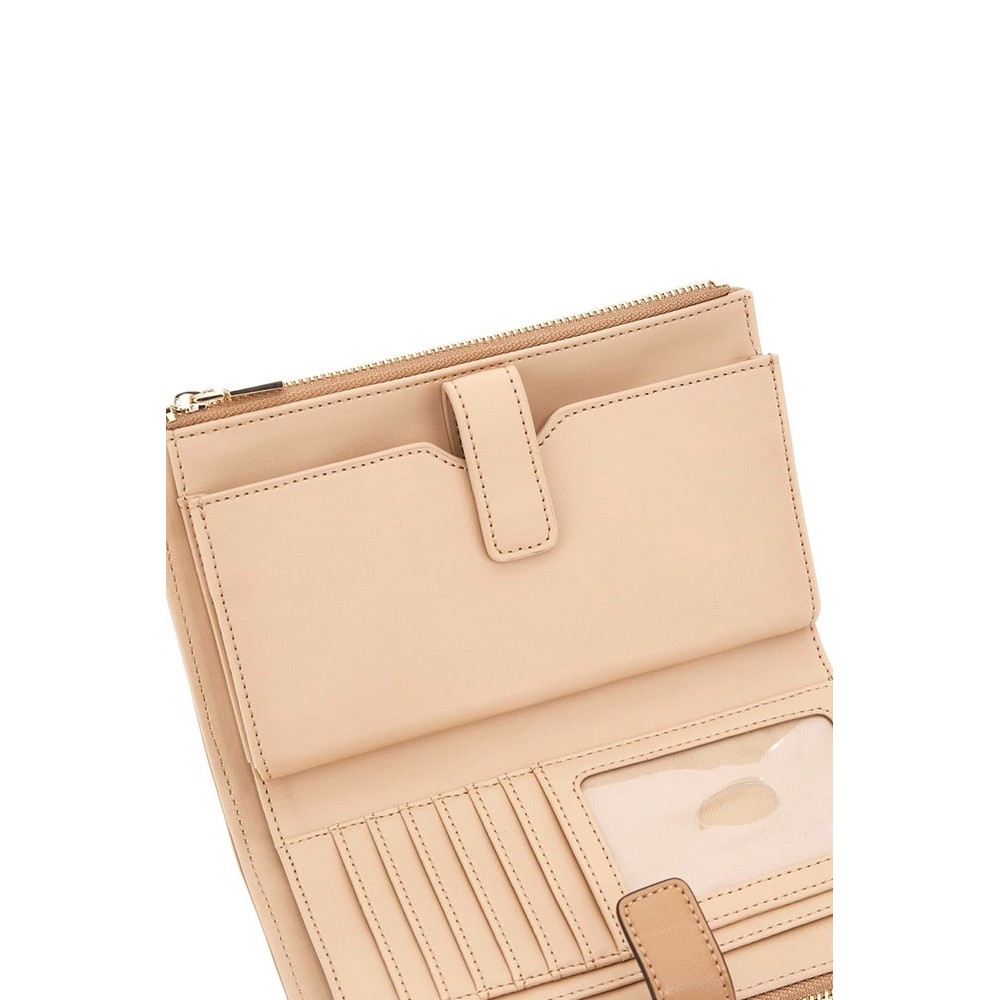 GUESS VALLA SLG DBL ZIP ORGANIZER ΠΟΡΤΟΦΟΛΙ ΓΥΝΑΙΚΕΙΟ BEIGE