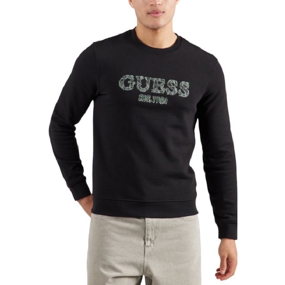 GUESS BEAU CN SWEATSHIRT ΜΠΛΟΥΖΑ ΦΟΥΤΕΡ ΑΝΔΡΙΚΗ BLACK