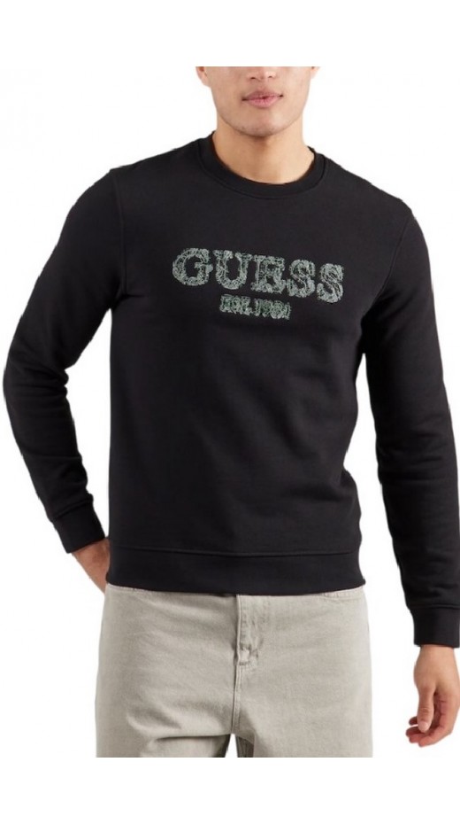 GUESS BEAU CN SWEATSHIRT ΜΠΛΟΥΖΑ ΦΟΥΤΕΡ ΑΝΔΡΙΚΗ BLACK