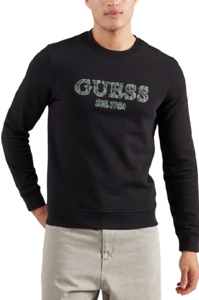 GUESS BEAU CN SWEATSHIRT ΜΠΛΟΥΖΑ ΦΟΥΤΕΡ ΑΝΔΡΙΚΗ BLACK