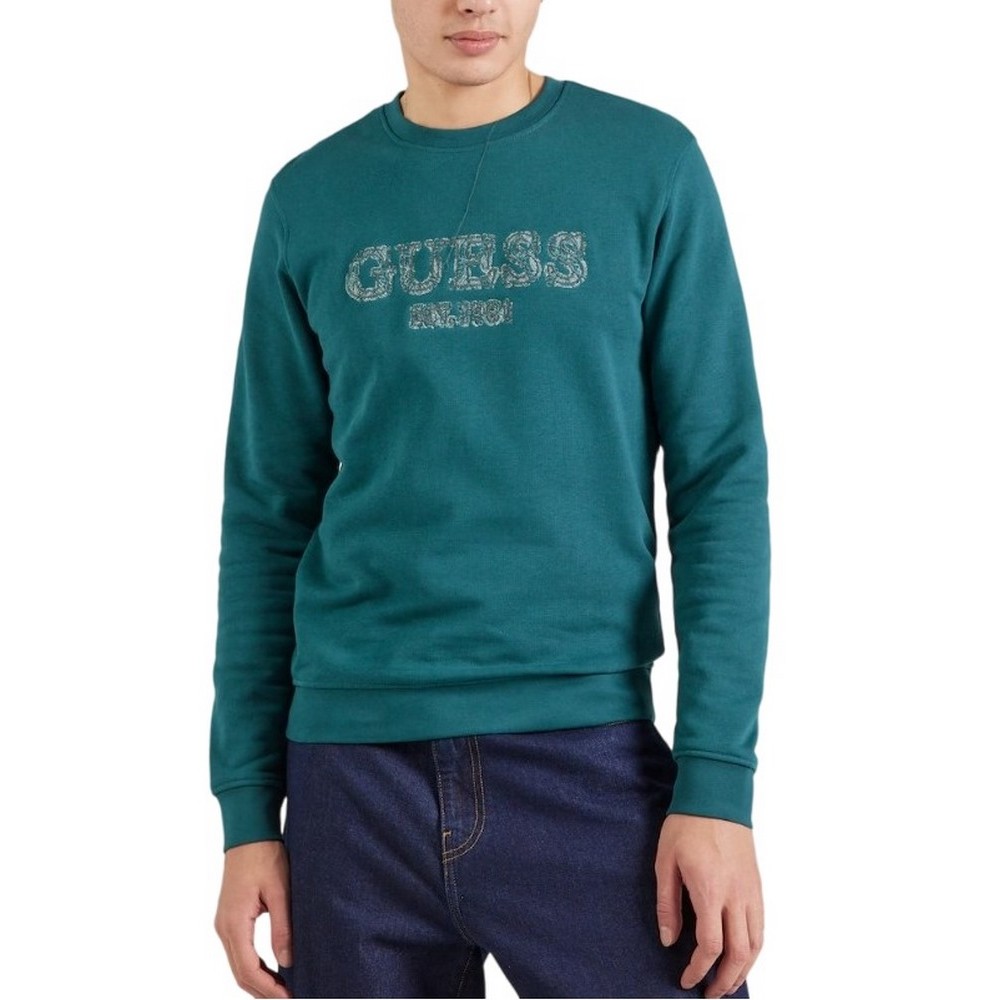GUESS BEAU CN SWEATSHIRT ΜΠΛΟΥΖΑ ΦΟΥΤΕΡ ΑΝΔΡΙΚΗ GREEN