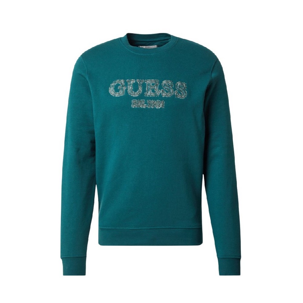 GUESS BEAU CN SWEATSHIRT ΜΠΛΟΥΖΑ ΦΟΥΤΕΡ ΑΝΔΡΙΚΗ GREEN