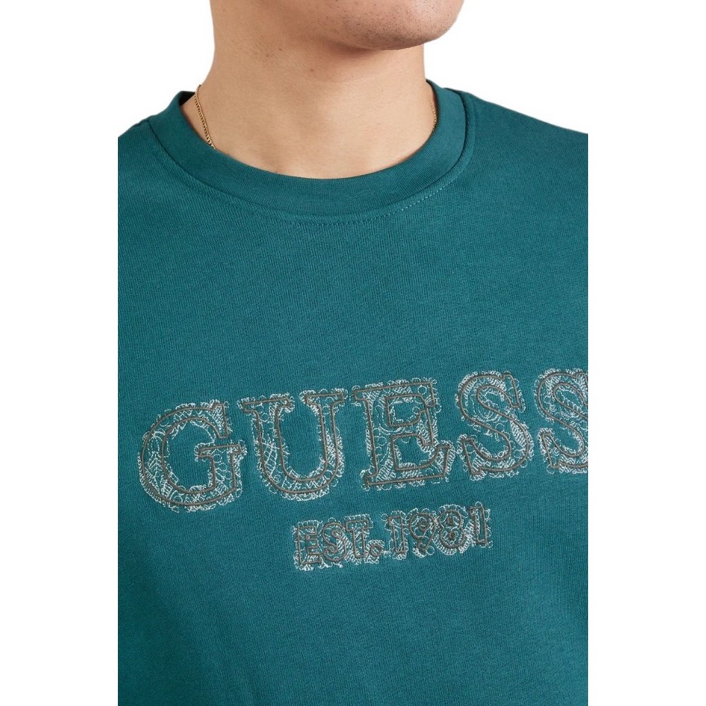 GUESS BEAU CN SWEATSHIRT ΜΠΛΟΥΖΑ ΦΟΥΤΕΡ ΑΝΔΡΙΚΗ GREEN
