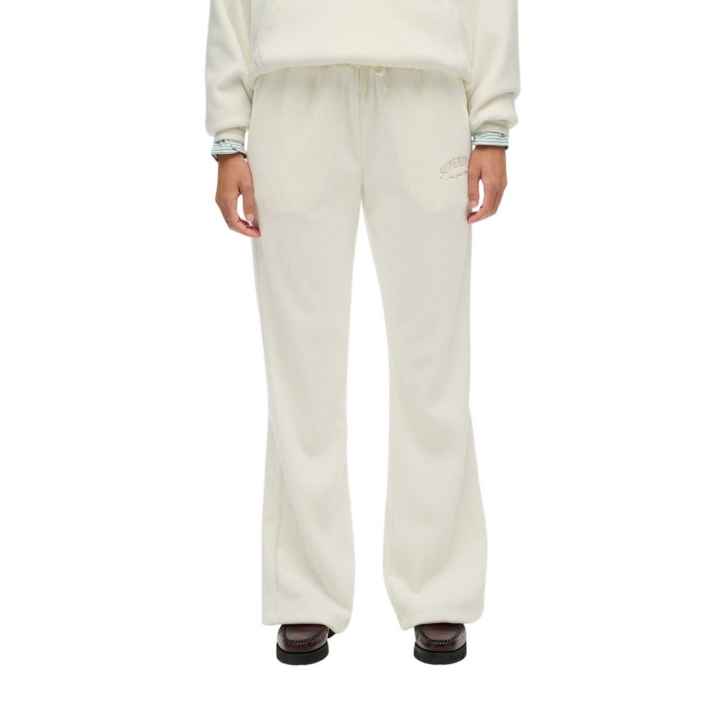 SUPERDRY D2 COUNTRY CLUB VELOUR TRACK PANT ΦΟΡΜΑ ΓΥΝΑΙΚΕΙΑ OFF WHITE