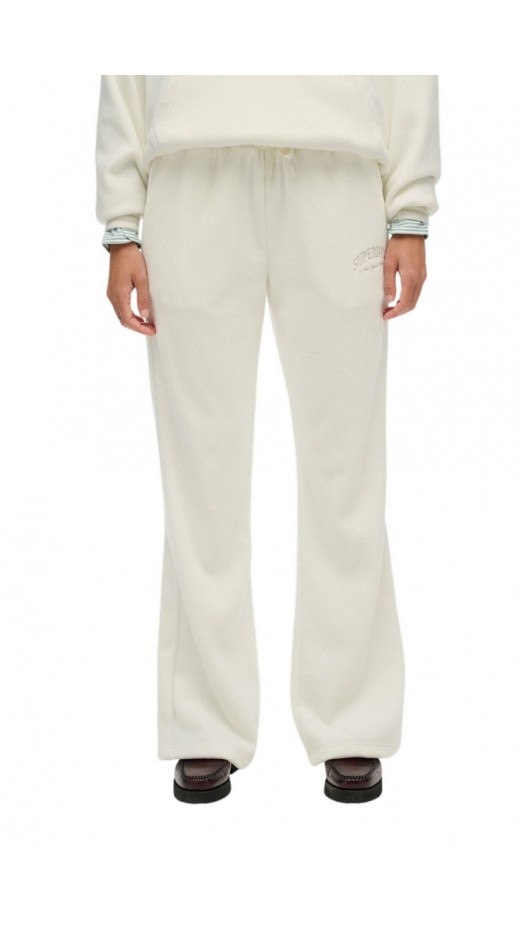 SUPERDRY D2 COUNTRY CLUB VELOUR TRACK PANT ΦΟΡΜΑ ΓΥΝΑΙΚΕΙΑ OFF WHITE