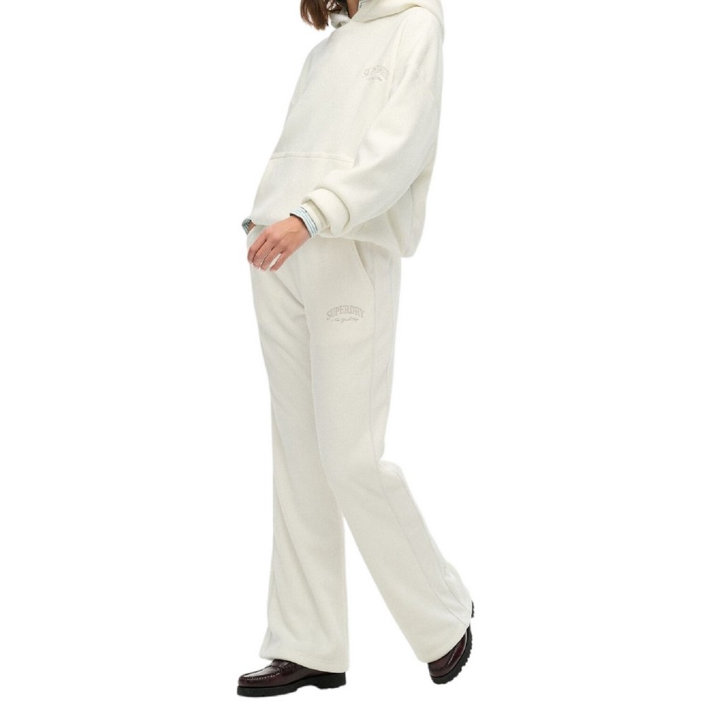 SUPERDRY D2 COUNTRY CLUB VELOUR TRACK PANT ΦΟΡΜΑ ΓΥΝΑΙΚΕΙΑ OFF WHITE