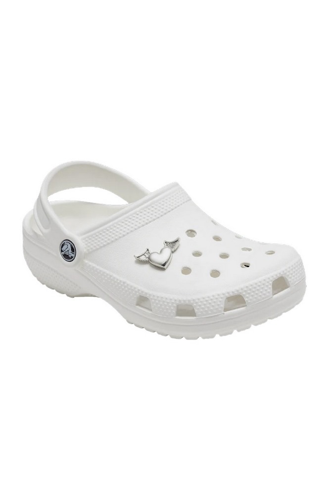 CROCS SILVER METAL HEART AND WINGS ΑΞΕΣΟΥΑΡ JIBBITZ CHARMS ΓΥΝΑΙΚΕΙΟ SILVER