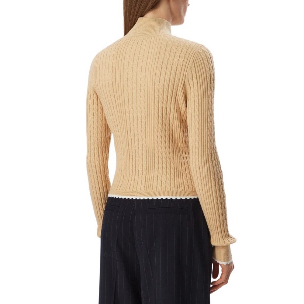 TOMMY JEANS MICRO CABLE ZIPTHRU SWTR EXT ΖΑΚΕΤΑ ΠΛΕΚΤΗ ΓΥΝΑΙΚΕΙΑ BEIGE
