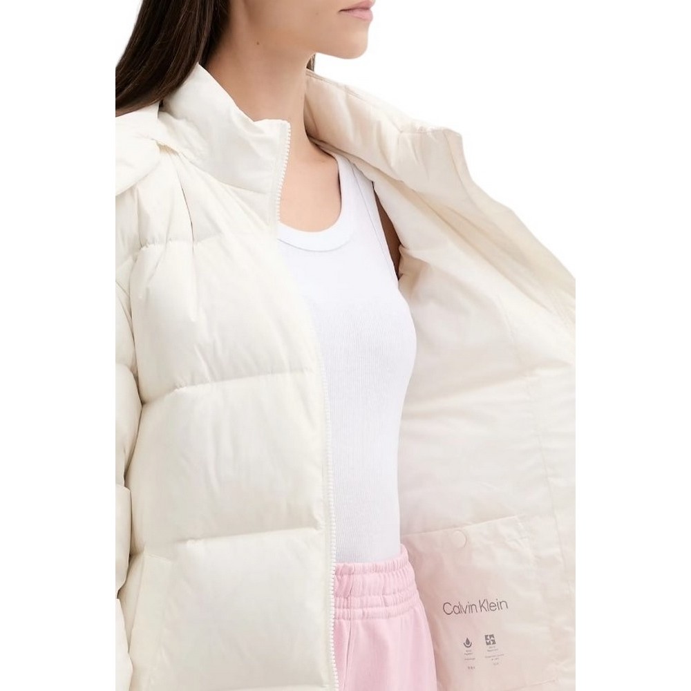 TOMMY JEANS ESSENTIAL MIDWEIGHT LONG PUFFER ΜΠΟΥΦΑΝ ΓΥΝΑΙΚΕΙΟ OFF WHITE