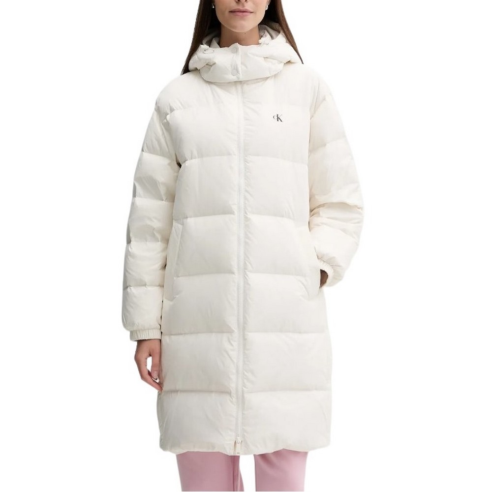 TOMMY JEANS ESSENTIAL MIDWEIGHT LONG PUFFER ΜΠΟΥΦΑΝ ΓΥΝΑΙΚΕΙΟ OFF WHITE