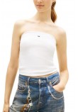 TOMMY JEANS SLIM SH BANDEAU RIB ΤΟΠ ΓΥΝΑΙΚΕΙΟ ECRU