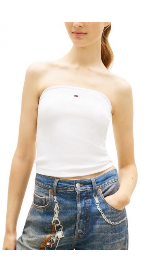 TOMMY JEANS SLIM SH BANDEAU RIB ΤΟΠ ΓΥΝΑΙΚΕΙΟ ECRU