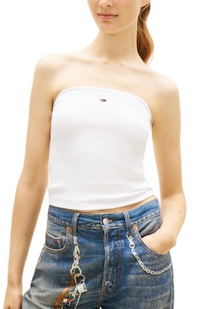 TOMMY JEANS SLIM SH BANDEAU RIB ΤΟΠ ΓΥΝΑΙΚΕΙΟ ECRU