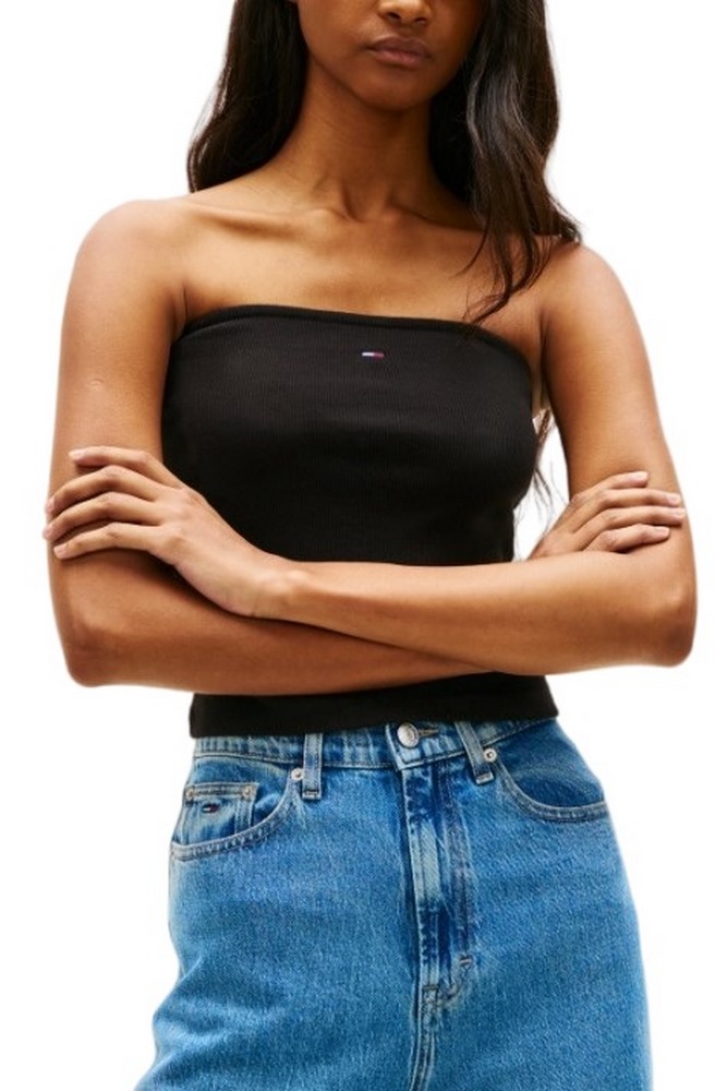 TOMMY JEANS SLIM SH BANDEAU RIB ΤΟΠ ΓΥΝΑΙΚΕΙΟ BLACK