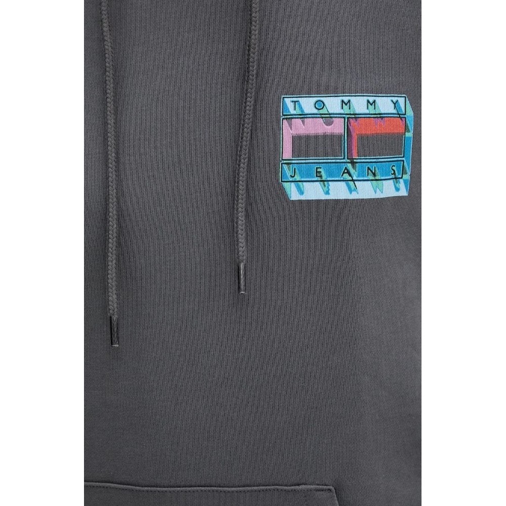 TOMMY JEANS  REG DNA FLAG PLAY HOODIE EXT ΦΟΥΤΕΡ ΜΠΛΟΥΖΑ ΑΝΔΡΙΚΗ WASHED BLACK