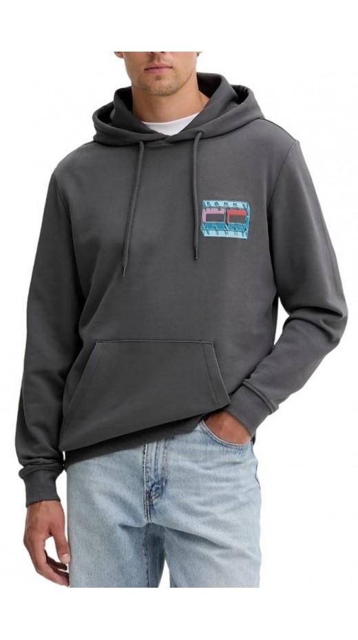 TOMMY JEANS  REG DNA FLAG PLAY HOODIE EXT ΦΟΥΤΕΡ ΜΠΛΟΥΖΑ ΑΝΔΡΙΚΗ WASHED BLACK