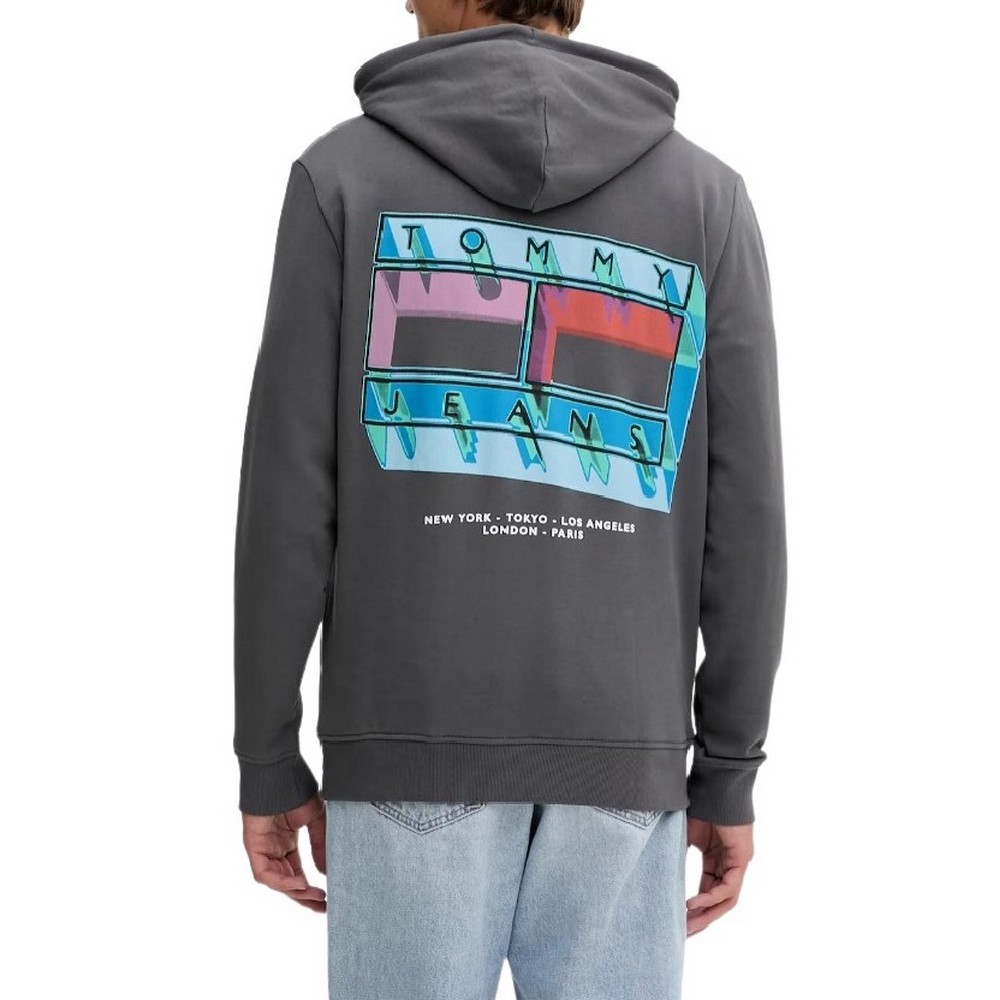 TOMMY JEANS  REG DNA FLAG PLAY HOODIE EXT ΦΟΥΤΕΡ ΜΠΛΟΥΖΑ ΑΝΔΡΙΚΗ WASHED BLACK