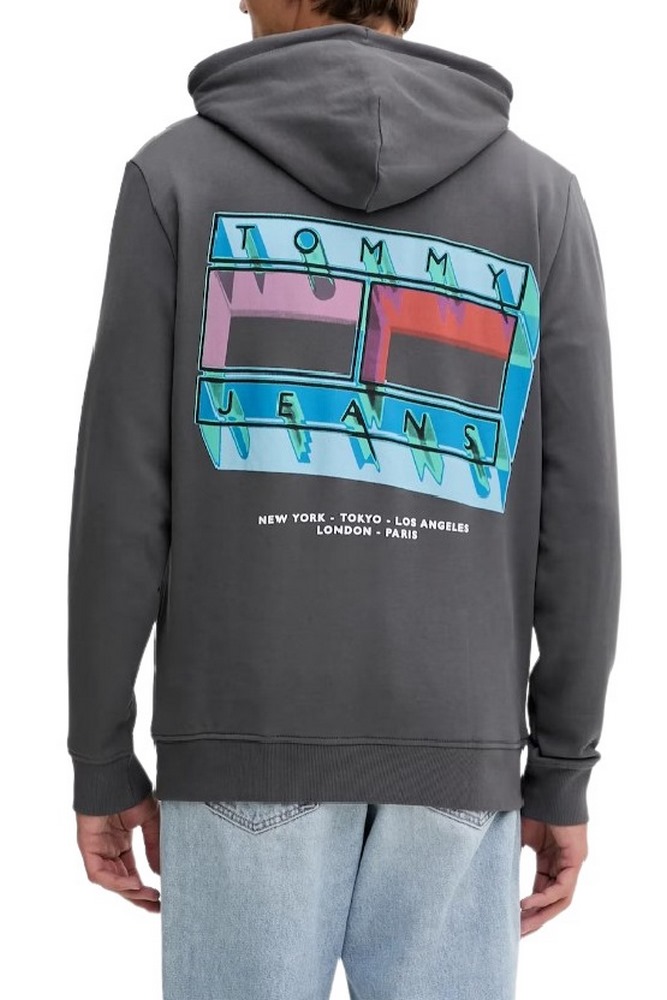 TOMMY JEANS  REG DNA FLAG PLAY HOODIE EXT ΦΟΥΤΕΡ ΜΠΛΟΥΖΑ ΑΝΔΡΙΚΗ WASHED BLACK