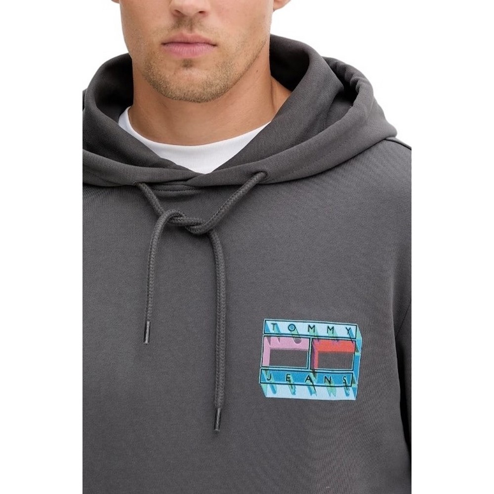 TOMMY JEANS  REG DNA FLAG PLAY HOODIE EXT ΦΟΥΤΕΡ ΜΠΛΟΥΖΑ ΑΝΔΡΙΚΗ WASHED BLACK