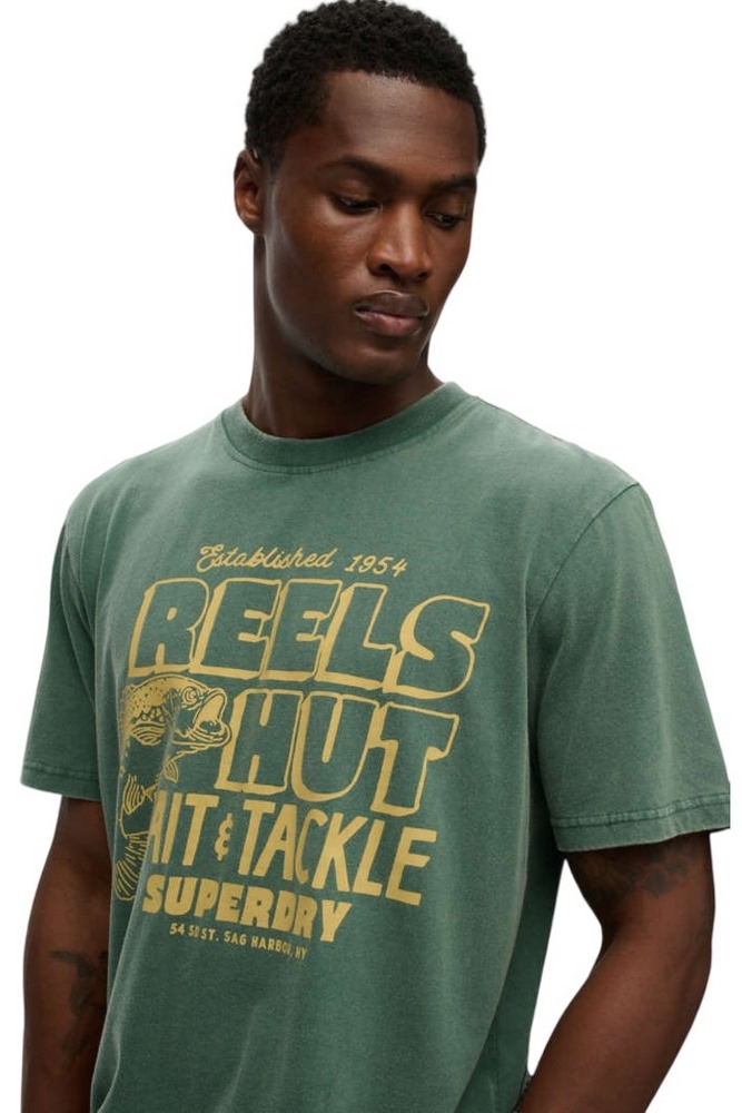 SUPERDRY D4 OVIN ROADSIDE TRADE LOOSE T-SHIRT ΜΠΛΟΥΖΑ ΑΝΔΡΙΚΗ GREEN