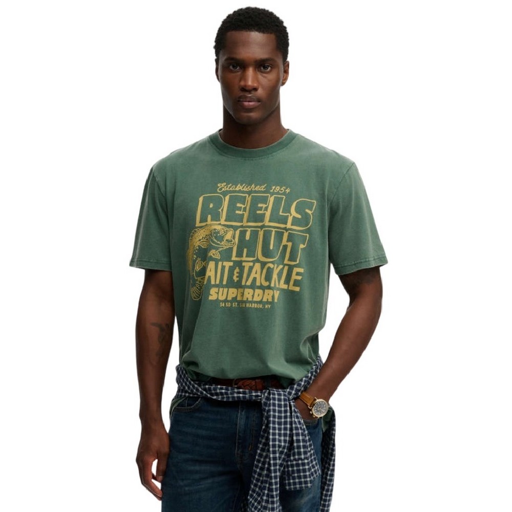 SUPERDRY D4 OVIN ROADSIDE TRADE LOOSE T-SHIRT ΜΠΛΟΥΖΑ ΑΝΔΡΙΚΗ GREEN