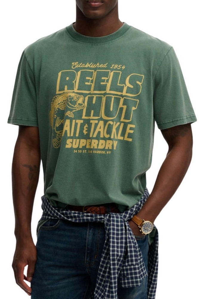SUPERDRY D4 OVIN ROADSIDE TRADE LOOSE T-SHIRT ΜΠΛΟΥΖΑ ΑΝΔΡΙΚΗ GREEN