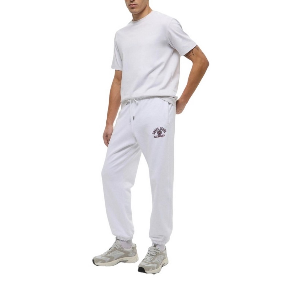 GUESS JEANS PRINTED LOGO JOGGER ΦΟΡΜΑ ΠΑΝΤΕΛΟΝΙ ΑΝΔΡΙΚΟ WHITE