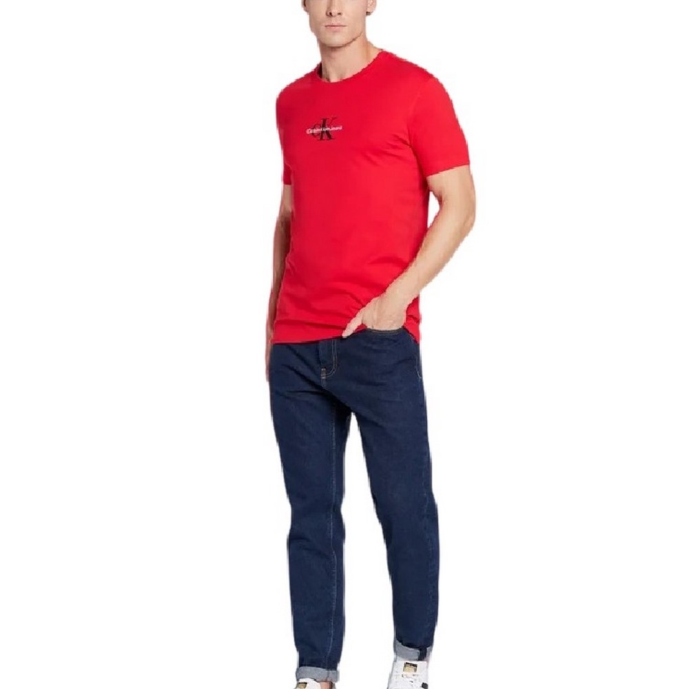 CALVIN KLEIN JEANS MONOGRAM LOGO TEE T-SHIRT ΑΝΔΡΙΚΟ WIT RED