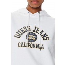 GUESS JEANS CROP HOOD PRINT SWEATSH ΜΠΛΟΥΖΑ ΦΟΥΤΕΡ ΓΥΝΑΙΚΕΙΑ WHITE