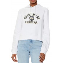 GUESS JEANS CROP HOOD PRINT SWEATSH ΜΠΛΟΥΖΑ ΦΟΥΤΕΡ ΓΥΝΑΙΚΕΙΑ WHITE