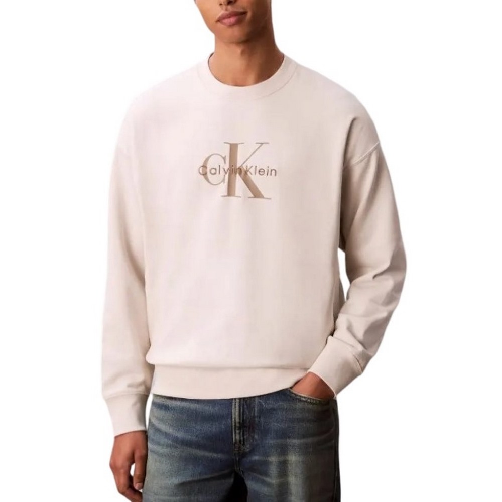 CALVIN KLEIN JEANS LS EU 350TERRY MONOLOGO CN SWTSH ΦΟΥΤΕΡ ΜΠΛΟΥΖΑ ΑΝΔΡΙΚΗ ECRU
