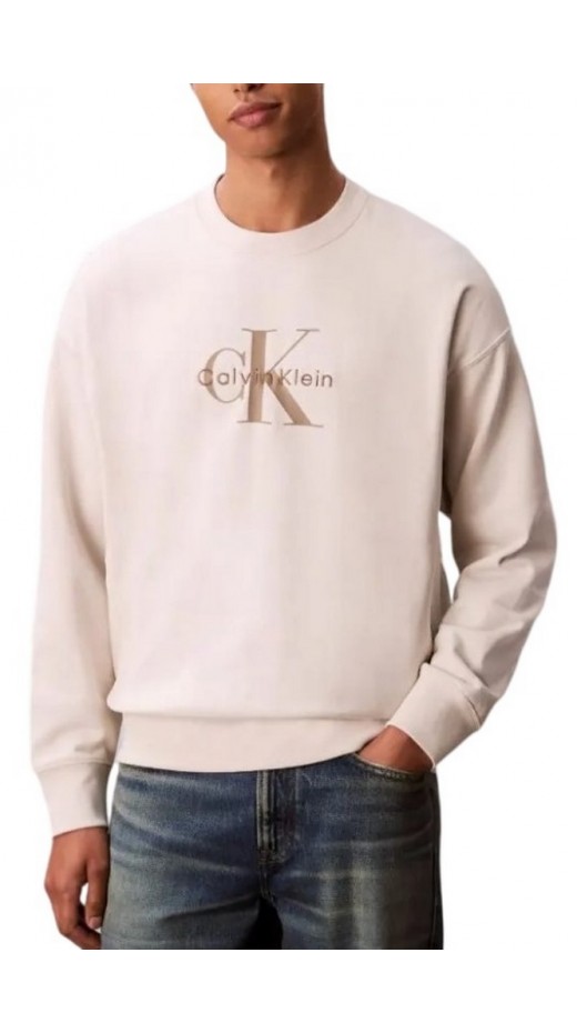 CALVIN KLEIN JEANS LS EU 350TERRY MONOLOGO CN SWTSH ΦΟΥΤΕΡ ΜΠΛΟΥΖΑ ΑΝΔΡΙΚΗ ECRU